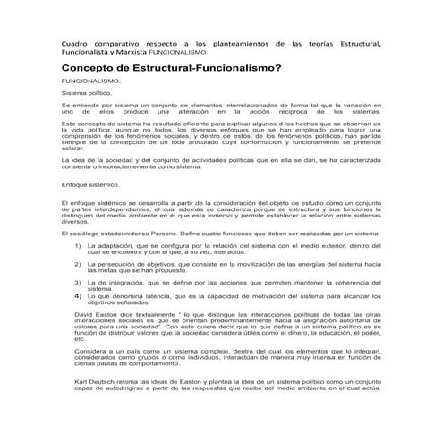 Cuadro comparativo respecto a los planteamientos de las teorías estructural