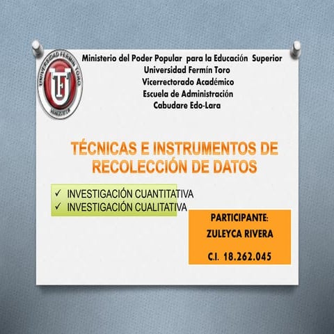 Cuadro comparativo TÉCNICAS E INSTRUMENTOS DE RECOLECCIÓN DE DATOS