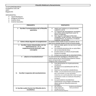 Filosofía Medieval y Renacimiento. 