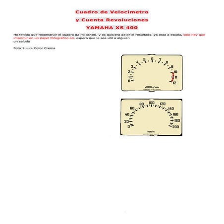 YAMAHA XS 400 - 19 - [BRICO NO MOTOR ] - Cuadro velocimetro y cuentarevoluciones