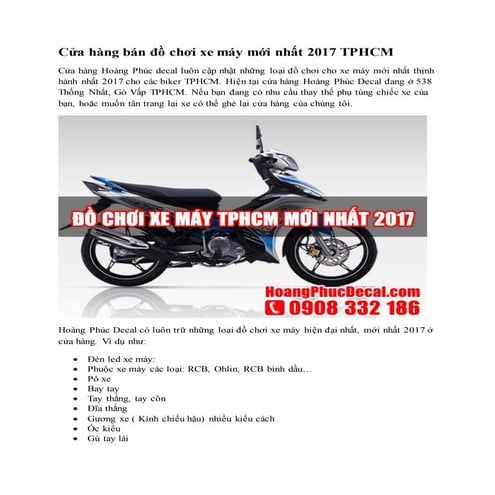 Cửa hàng bán đồ chơi xe máy ở TPHCM - Hoàng Phúc Decal