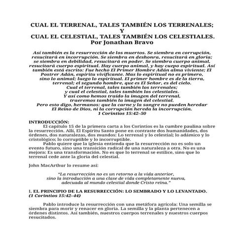 CUAL EL TERRENAL TALES TAMBIEN LOS TERRENALES Por Jonathan Bravo