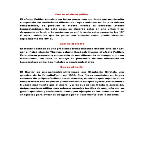 Cual es el efecto pelitier