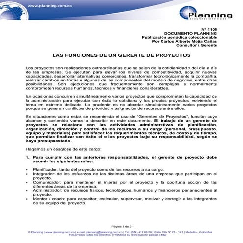 Cualidades de un gerente de proyectos