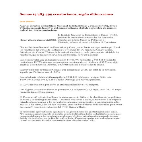 Cuando fue el último censo