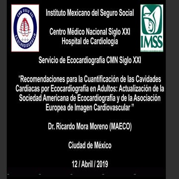 Recomendaciones Cuantificacion para medicion de camaras cardiacas por ecocardiografia en adultos