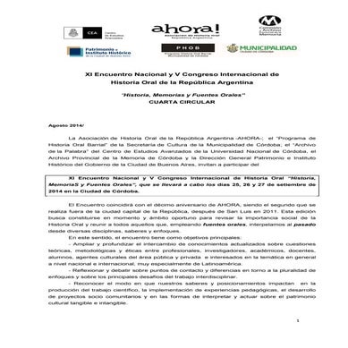 Cuarta circular ahora 2014 