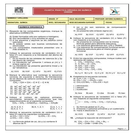 Cuarta práctica dirigida de química