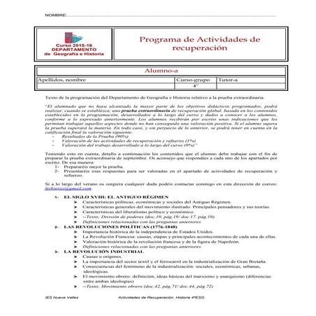 Preparación prueba septiembre