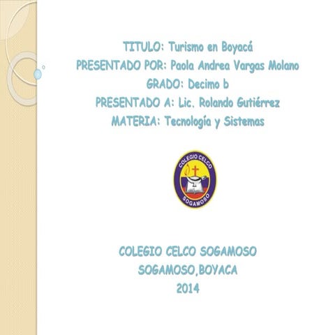 Cuarto periodo actividad numero dos turismo en boyaca