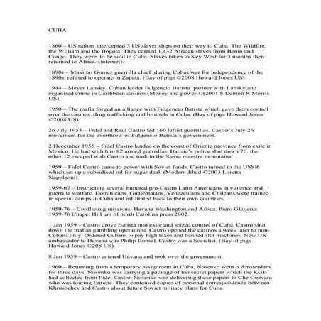CUBA History timeline