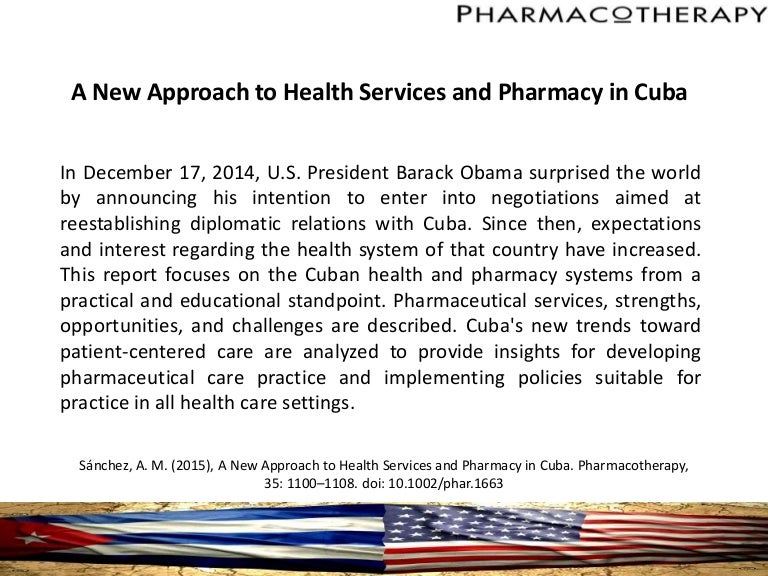 A New Approach to Health Services and Pharmacy in Cuba