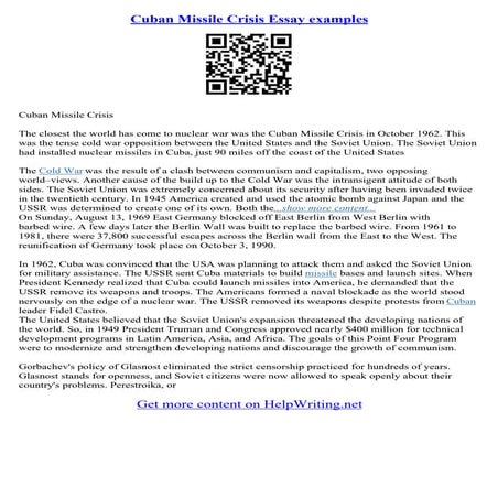 Cuban Missile Crisis Essay Topics