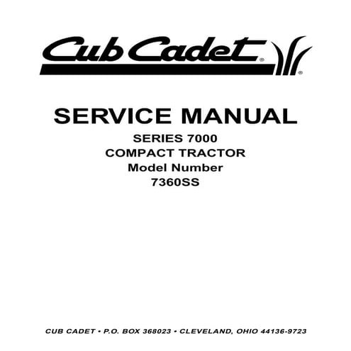 Cub cadet 3225 tractor service repair manual | PDF