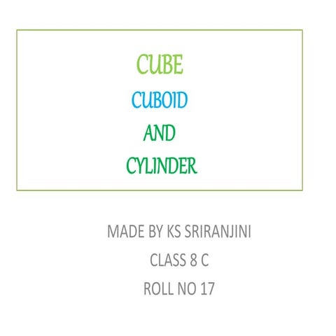 Cube, cuboid and cylinder 
