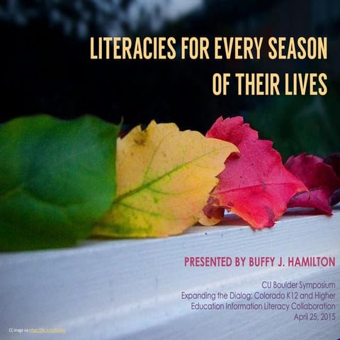 CU Boulder Symposium Keynote:  Literacies for Every Season of Their Lives Apr...