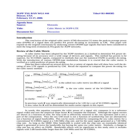 Cubuc metric in 3 gpp lte