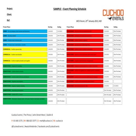 Cuckoo events   bics 2013 - sample event planning schedule