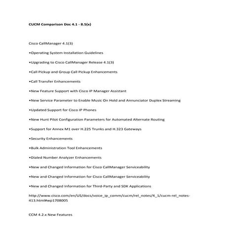 Cucm comparison doc 