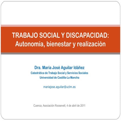 Trabajo social y discapacidad: autonomía, bienestar y realización