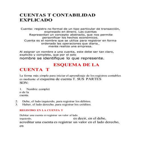 Cuentas t contabilidad explicado