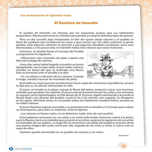 Cuento. flautista de hameli grado 6°