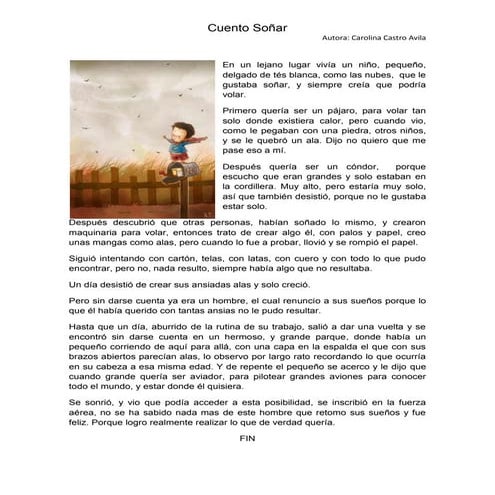 Cuento inventado soñar, historia de sueños