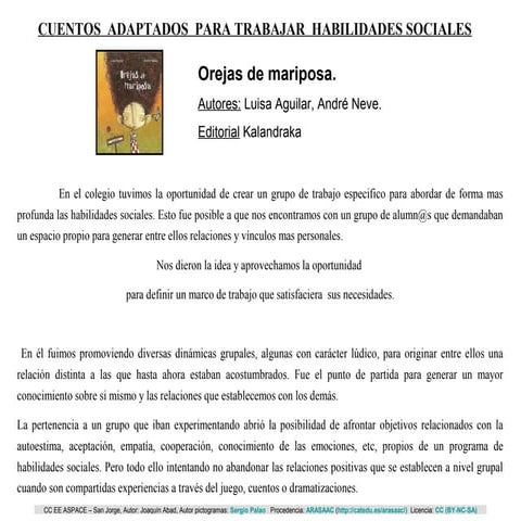 Cuento orejas de mariposa para blog