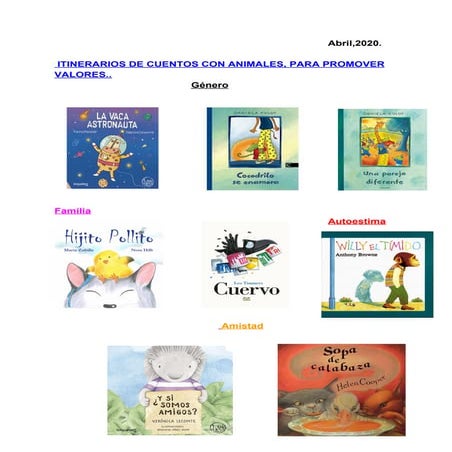 Cuentos con animales para promover valores.