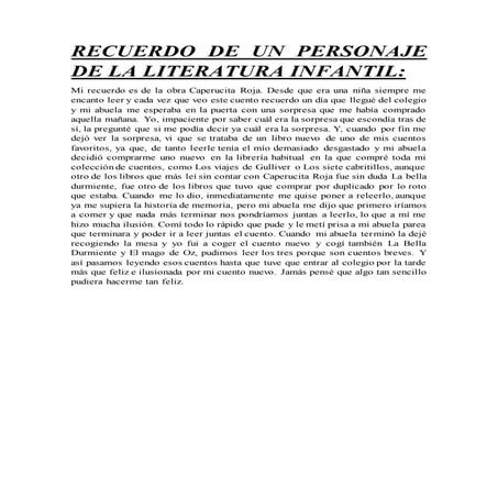 Cuento sobre un personaje de la litearatura infantil