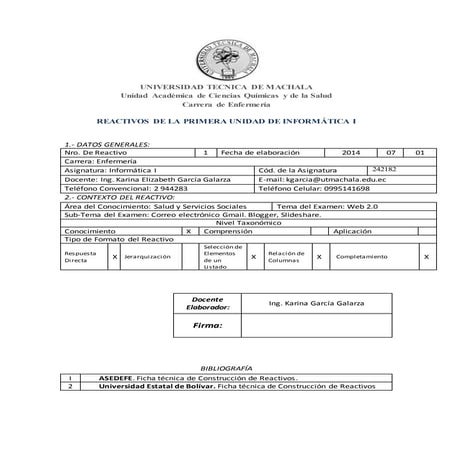 CUESTIONARIO UNIDAD 1 REACTIVOS