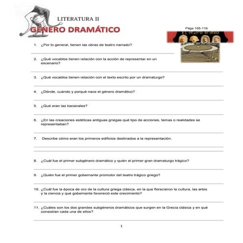 CUESTIONARIO DESARROLLO DEL GÉNERO DRAMÁTICO