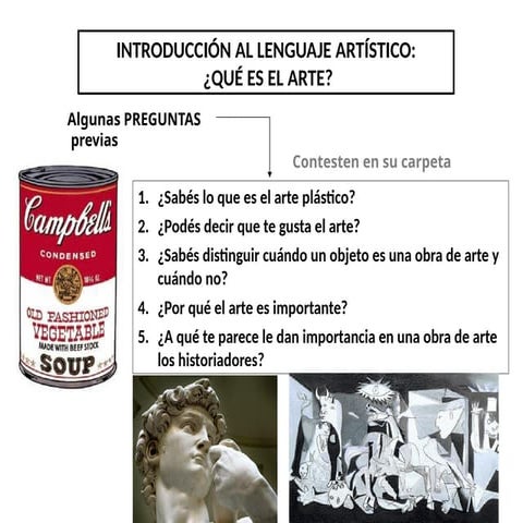 INTRODUCCIÓN AL ARTE * CUESTIONARIO DE INICIO