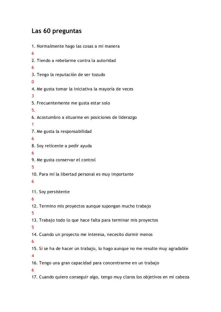 Cuestionario 60 Preguntas