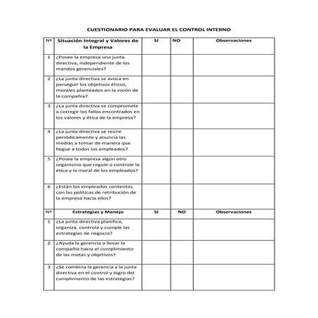 Cuestionario de control interno | PDF