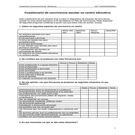 Cuestionario de Convivencia Mestres