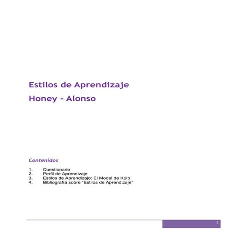 Cuestionario de estilos de aprendizaje honey alonso | PDF