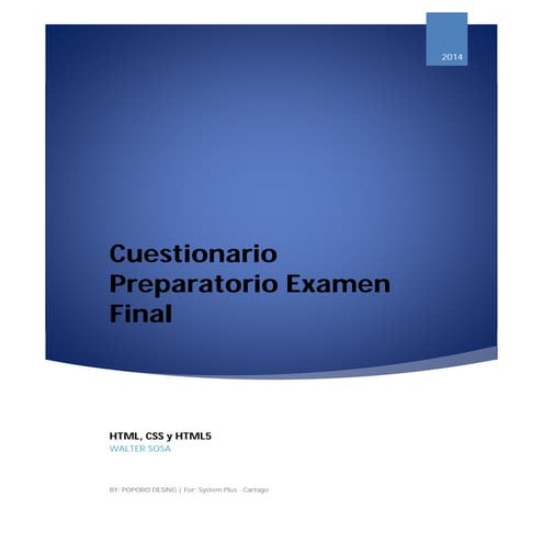 Cuestionario Preparatorio Html, css y html 5