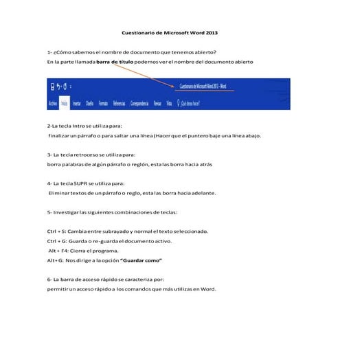 Cuestionario de microsoft word 2013