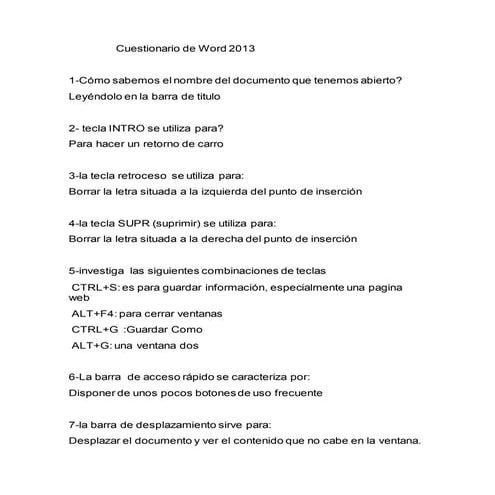 Cuestionario de Word 2013