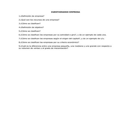 Cuestionario empresa