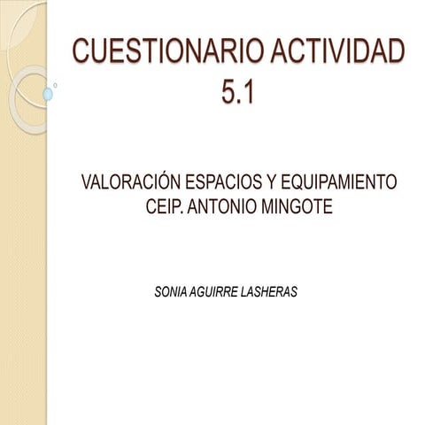 Cuestionario espacios y equipamiento ceip. antonio mingote