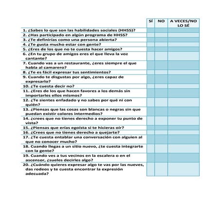 Cuestionario habilidades sociales