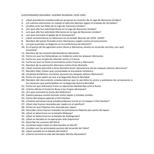 Cuestionario ii guerra mundial 1939
