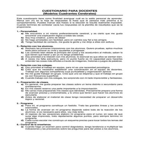 Cuestionario para docentes 2