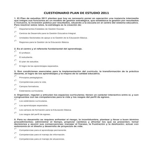 Cuestionario Piloto de Carrera Magisterial 2014.