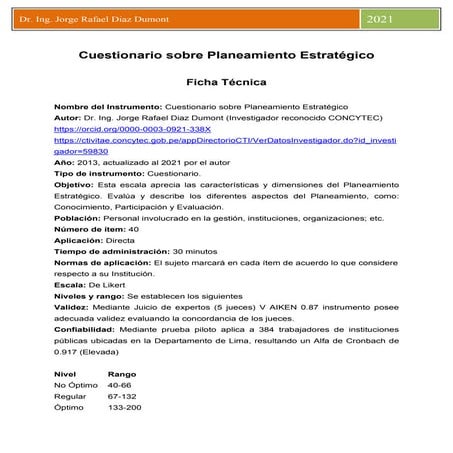 Cuestionario planeamiento estratégico
