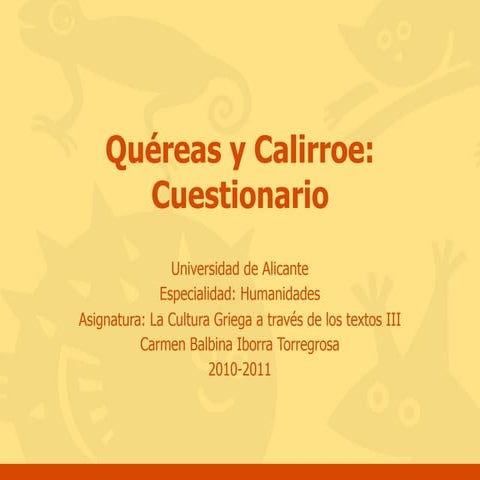Quéreas y Calirroe: Cuestionario