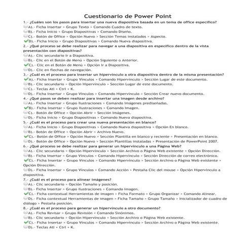 Cuestionarios con respuestas (powerpoint, word y excel)