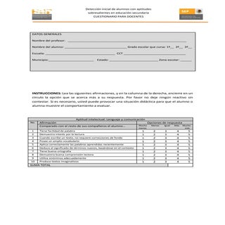 Cuestionarios docente secundaria